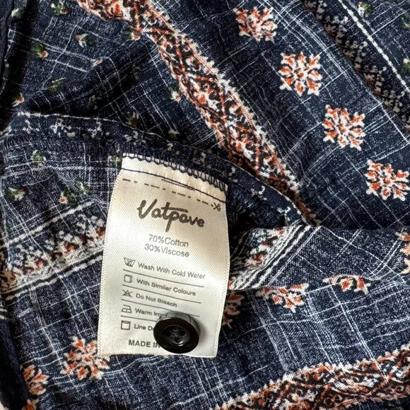 VatPave Men's 3XL Navy Blue Unique Graphic- Short Sleeve Button Up -Beautiful! - Picture 6 of 7
